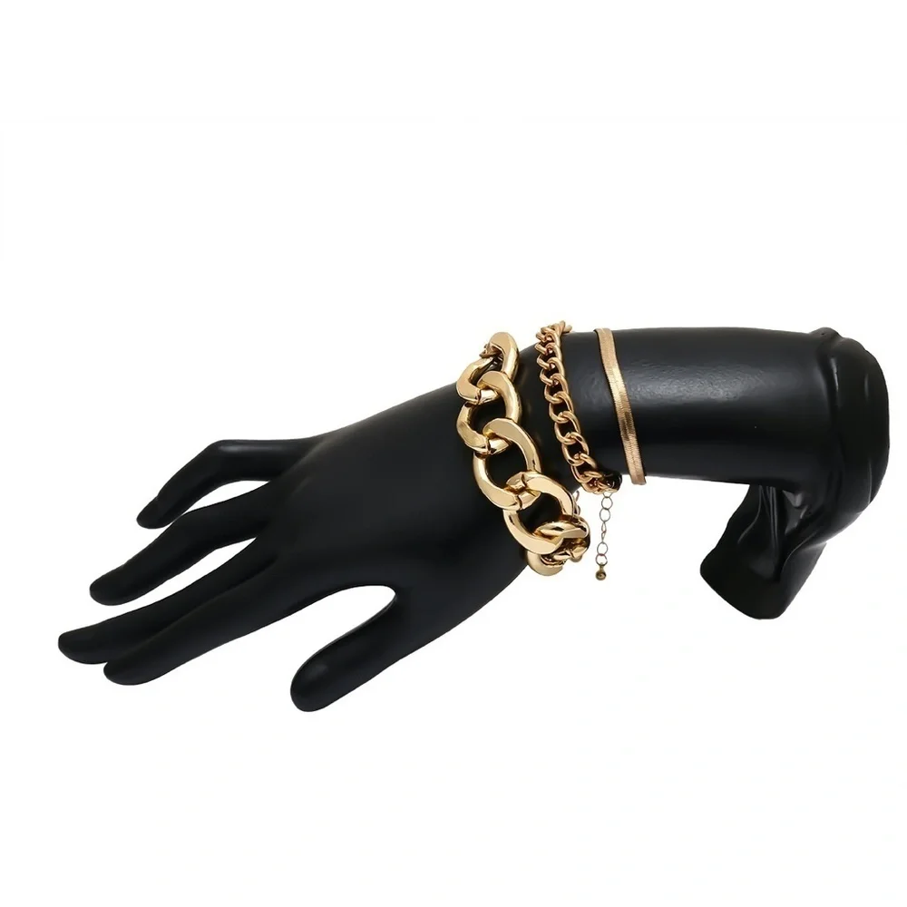 *TALLIE* 3-Pc Gold Chain Fashion Bracelet Set
